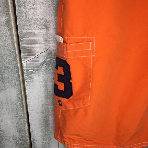 Polo Ralph Lauren Mens 34 Orange Swim Trunks Embroidered 3 Polo Players Unlined - Picture 3 of 8